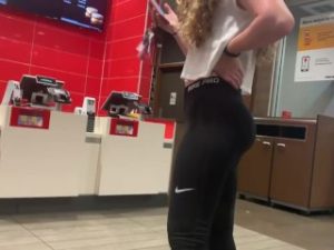 Candid Blonde Nike Pro leggings Teen
