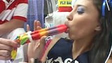 Cheeleader Alexis Sucking On Popsicle And Cock